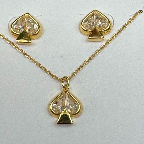 2035-AOHP Kate Spade “Everyday Spade” Cubic Zirconia Stud  & Pendent Set NWT - Picture 5 of 15